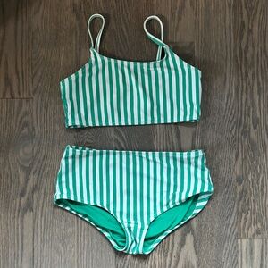 GAP Kids Green and White Striped Bikini